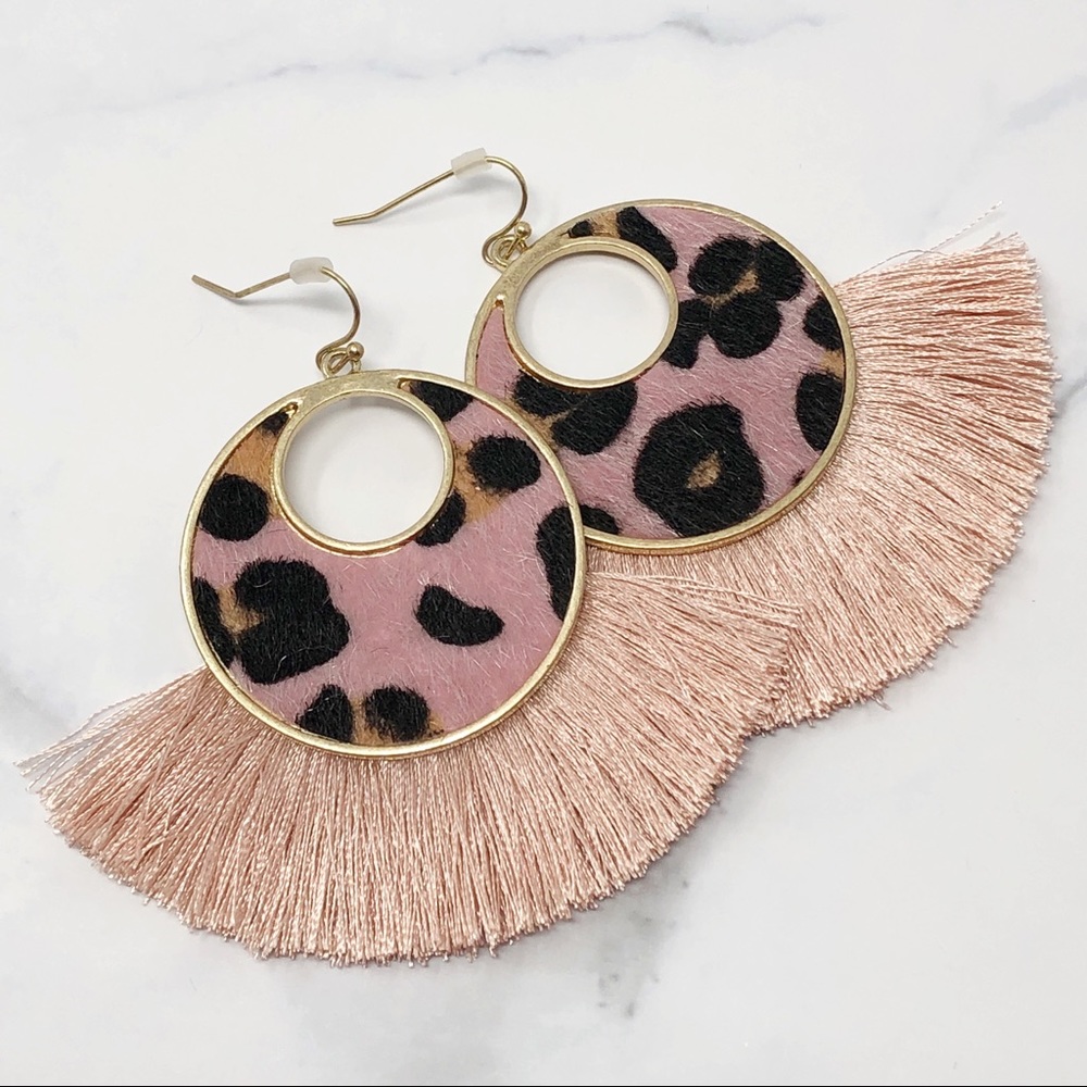 Animal Print Earrings - Leopard Pink